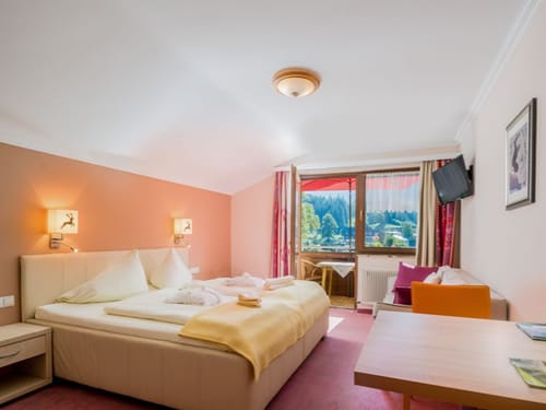 Großes Doppelzimmer mit Schreibtisch und TV