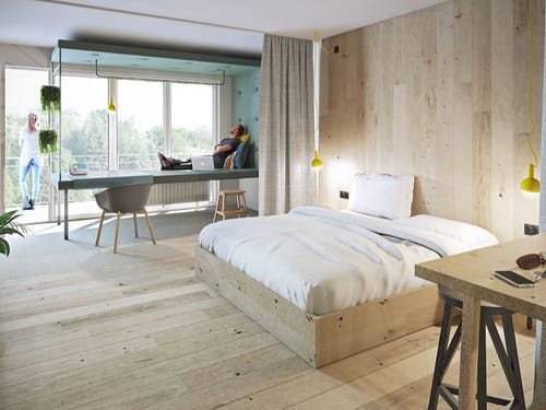 Standard Doppelzimmer mit Doppelbett, Schreibtisch und Balkon