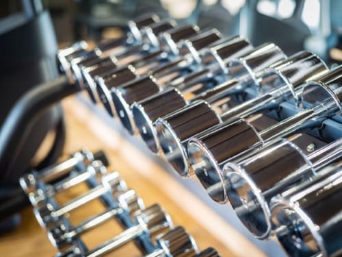 Hanteln im Fitnessraum