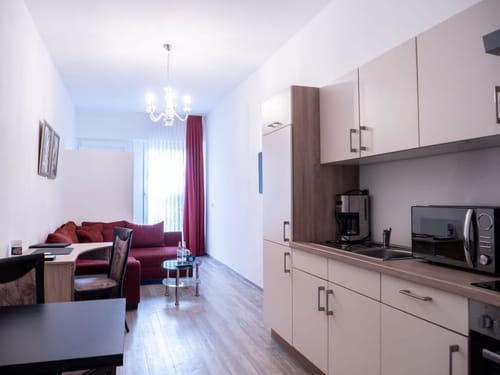 Modernes Apartment mit Küche und Wohnbereich