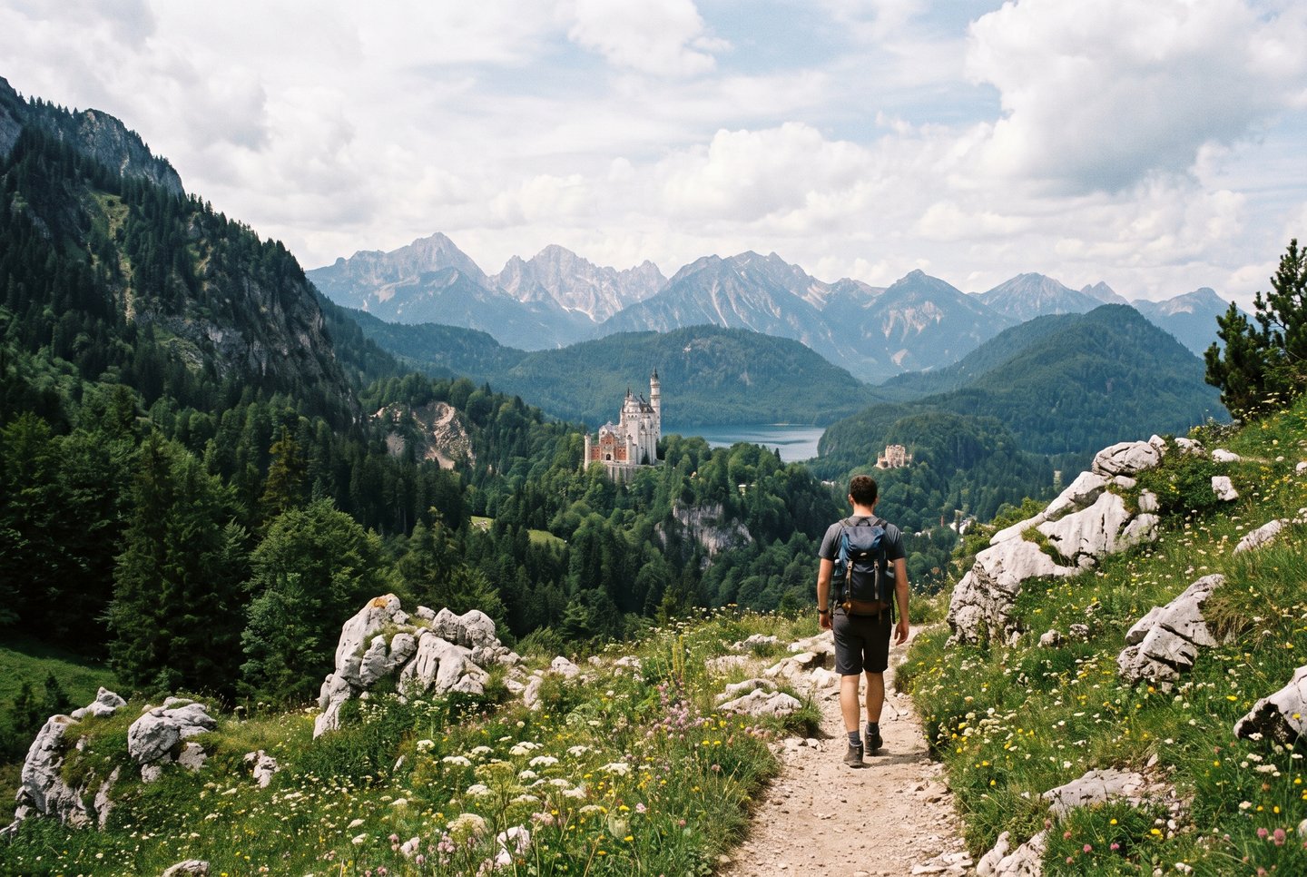 Tegelberg Wanderweg Wanderweg auf dem Tegelberg mit Panoramablick auf Schloss Neuschwanstein