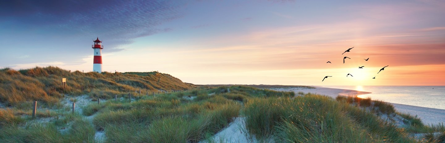 Leuchtturm inmitten von Dünen an der Nordsee – Symbol für maritime Ruhe und Weite