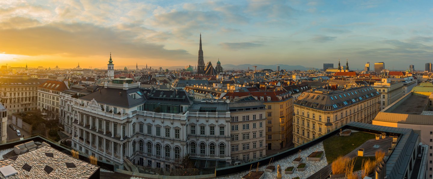 Panoramablick auf Wien mit Stephansdom und historischer Altstadt