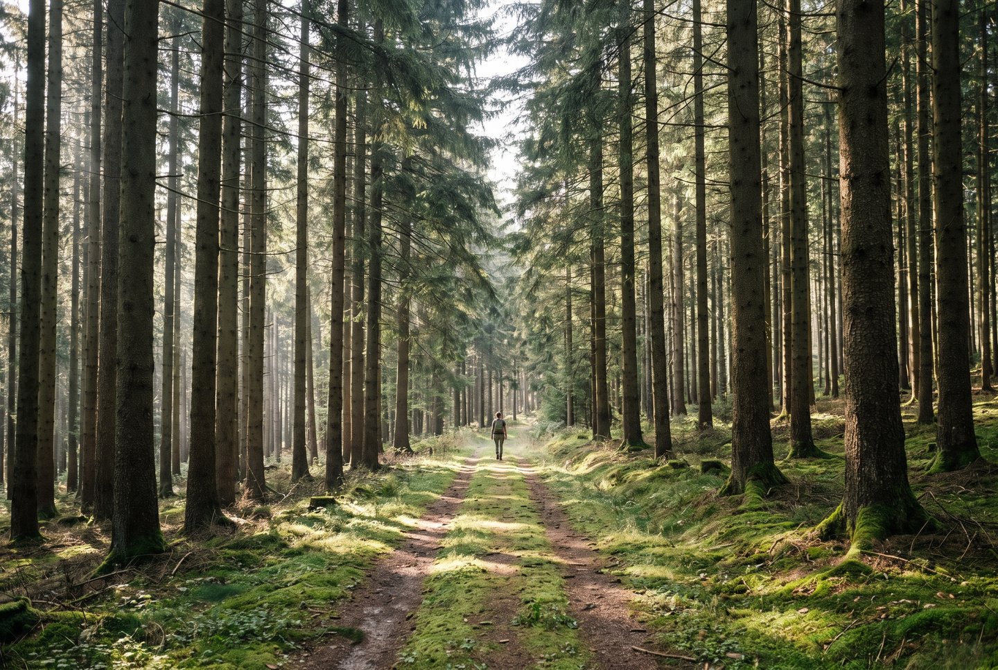 Distanz zum gewohnten Umfeld finden Ruhiger Waldweg im Schwarzwald bei Baden-Baden als Kontrast zur alltäglichen Gereiztheit